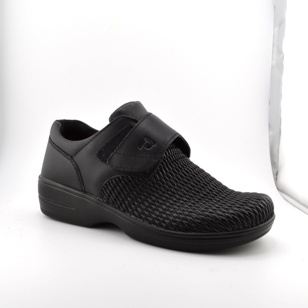 Propet Ortholite‎ Walking Shoes Womens 6.5 2E Wide Black Good Hook Loop Leather